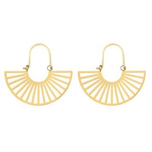 Gold fan shape earrings